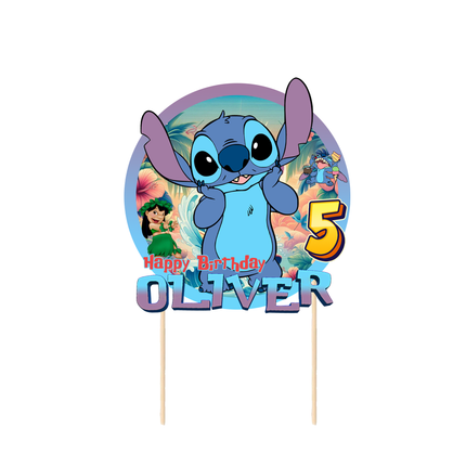Stitch Birthday CardStock Cake Topper 7"