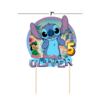 Stitch Birthday CardStock Cake Topper 7"