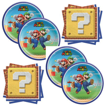 Super Mario Dinner Plates and Napkins Set for 32 Guests - set overview