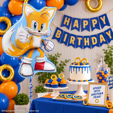 Sonic Tails Foil Balloon 26" – Character Birthday Decoration - party styling inspiration, decorations not included