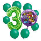 Teenage Mutant Ninja Turtles 3rd birthday set main: number 3 foil, themed foil and 8 matching latex balloons