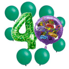 Teenage Mutant Ninja Turtles 4th birthday set main: number 4 foil, themed foil and 8 matching latex balloons
