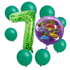 Teenage Mutant Ninja Turtles 7th birthday set main: number 7 foil, themed foil and 8 matching latex balloons