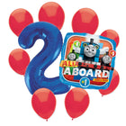 Thomas the Train 2nd birthday set main: number 2 foil, themed foil and 8 matching latex balloons