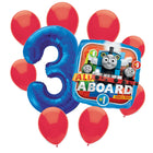 Thomas the Train 3rd birthday set main: number 3 foil, themed foil and 8 matching latex balloons