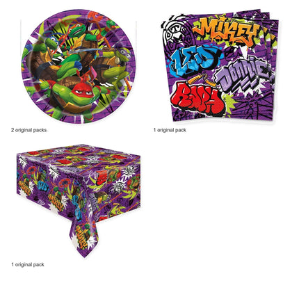 TMNT Plates, Napkins and Tablecloth Set for 16 Guests - original package contents