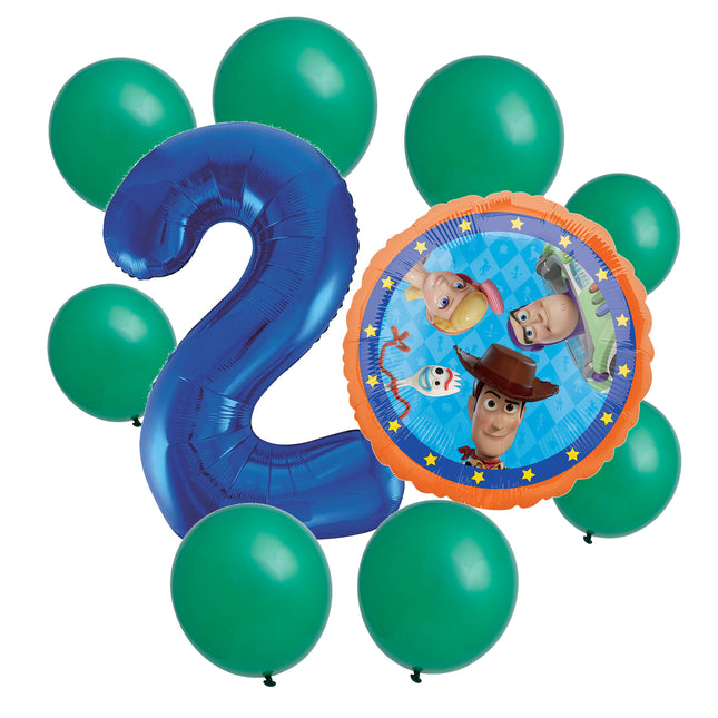 Toy Story 2nd birthday set main: number 2 foil, themed foil and 8 matching latex balloons