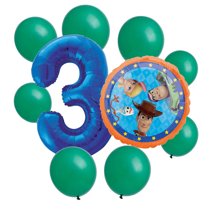 Toy Story 3rd birthday set main: number 3 foil, themed foil and 8 matching latex balloons