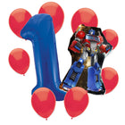 Transformers Optimus Prime 1st birthday set main: number 1 foil, themed foil and 8 matching latex balloons