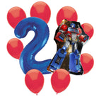 Transformers Optimus Prime 2nd birthday set main: number 2 foil, themed foil and 8 matching latex balloons