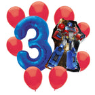 Transformers Optimus Prime 3rd birthday set main: number 3 foil, themed foil and 8 matching latex balloons