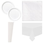 White Solid Coordinated Party Supplies Set for 16 Guests - set overview