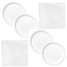 White Solid Dinner Plates and Napkins Set for 16 Guests - set overview