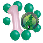Wicked 1st birthday set main: number 1 foil, themed foil and 8 matching latex balloons