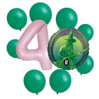 Wicked 4th birthday set main: number 4 foil, themed foil and 8 matching latex balloons