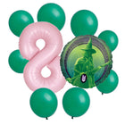 Wicked 8th birthday set main: number 8 foil, themed foil and 8 matching latex balloons