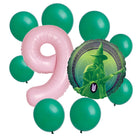 Wicked 9th birthday set main: number 9 foil, themed foil and 8 matching latex balloons