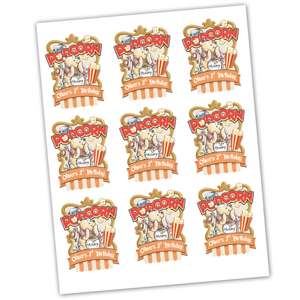 Winnie the Pooh Custom Popcorn Labels 2.75", 9 ct