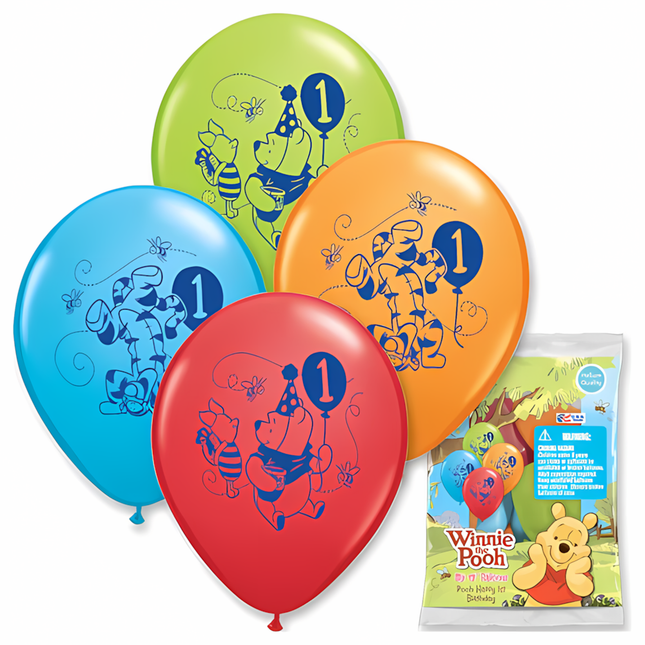 Winnie The Pooh 1st Latex Balloons 12", 6ct