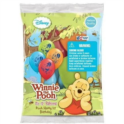 Winnie The Pooh 1st Latex Balloons 12", 6ct